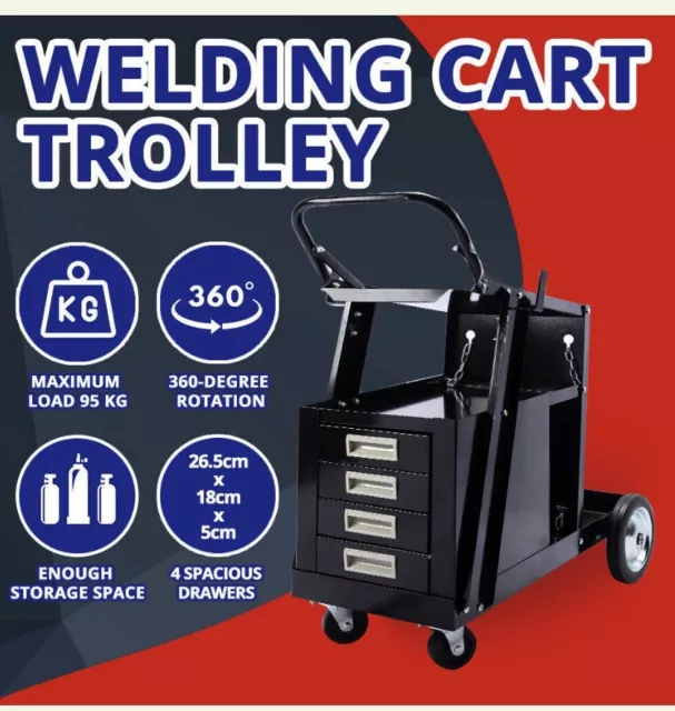 NEW 4 Drawer Welding Trolley Cart Welder MIG TIG ARC MMA Cutter Bench Welders AU