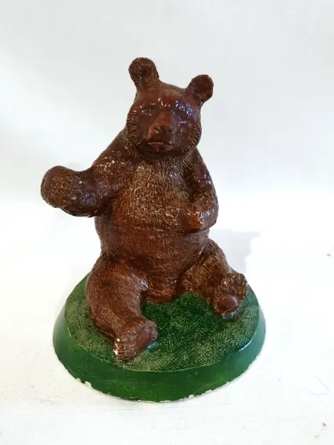 Vintage Ceramic Hand Painted Sitting Brown Grizzly Bear Figurine C 1939