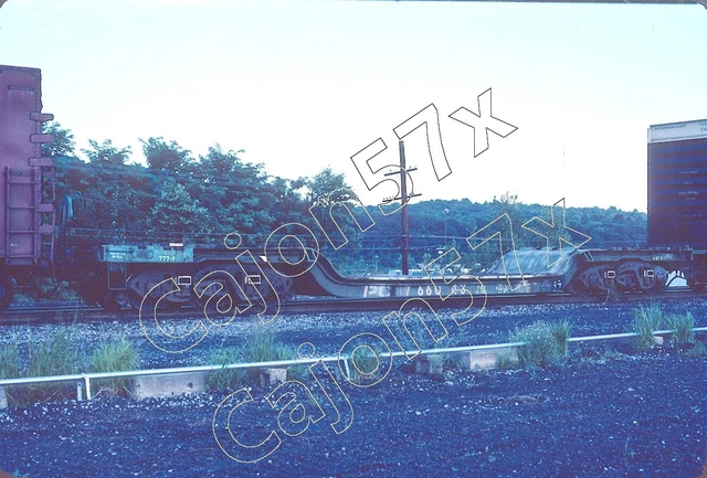 Original Slide- PC Penn Central Depressed Center Flatcar #766043 In 7/82