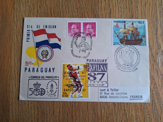 Paraguay Enveloppe 1er Jour 1987 EXFILNA V.timbres Et Cachets
