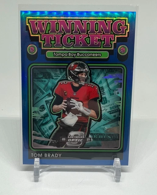 1 of GOAT - TOM BRADY 2021 Panini Contenders Optic Winning Ticket Blue Prizm 1/