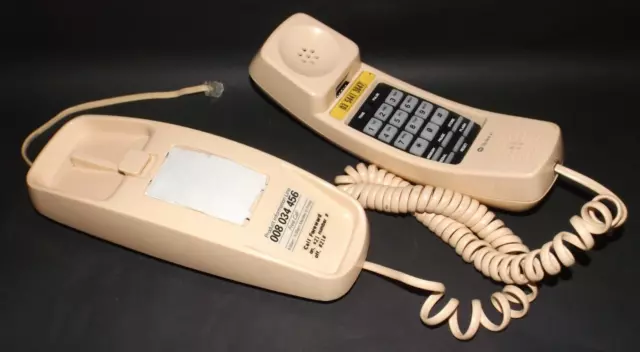 Push Button Telecom Telephone Pink Slimline 10 Corded Wallmountable Phone 1980's