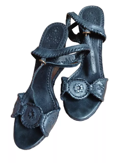 Jack Rogers Womens Size 9 1/2 Black Strappy Espadrilles Sandals Size Wedge Heels