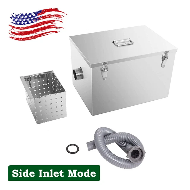 9LB Stainless Steel 4GPM Grease Trap Interceptor W/ Basket Side Inlet