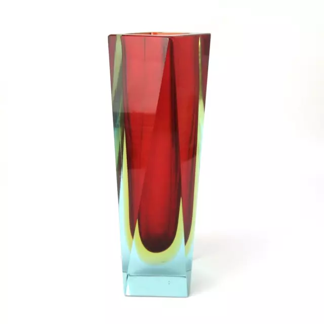 Murano Glas Vase Blockvase Sommerso Venetian Glass Italy Vintage Retro 19,8cm