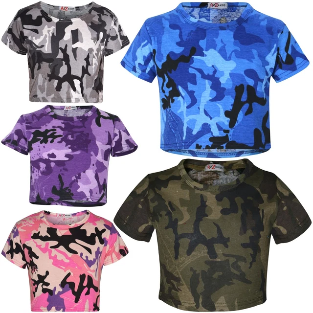 Top Top Selfie #Selfie Mimetico Bambini Ragazze Top Moda Crop 5-13 Anni