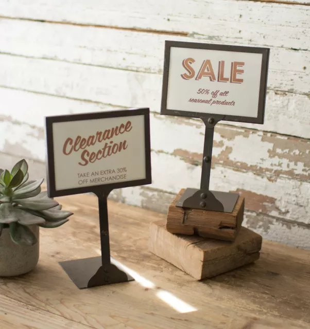 Metal Tabletop Price Display Sign Holder Set Two Countertop Message Frame Stand 2