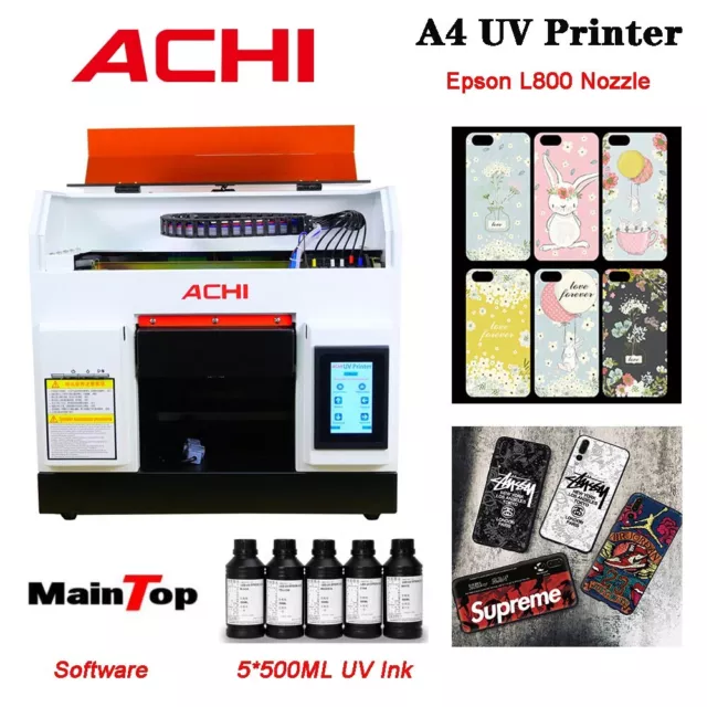 ACHI A4 UV Printer Epson L800 Print Head Nozzle 6 Color For Flated Phone Case EU