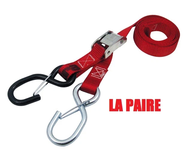 paire SANGLES remorque Moto scooter cross enduro trail 500Kg Rouge