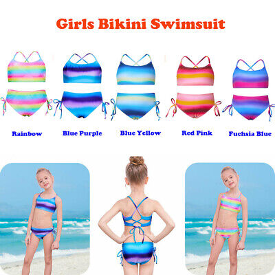 Kids 2 Pezzi Bikini Spiaggia Piscina Costume Da Bagno Costume Da Bagno Per 4-14 Anni, Ragazze