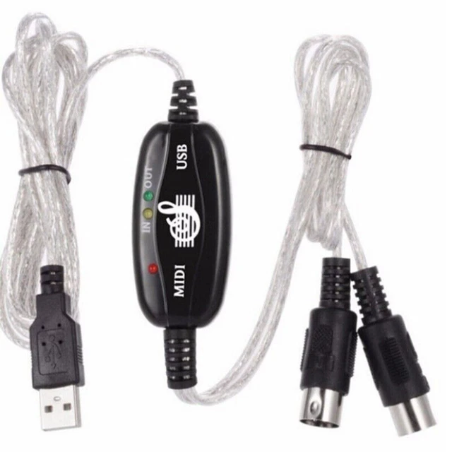 USB IN-OUT MIDI Cable Converter PC to Music Keyboard Adapter XK