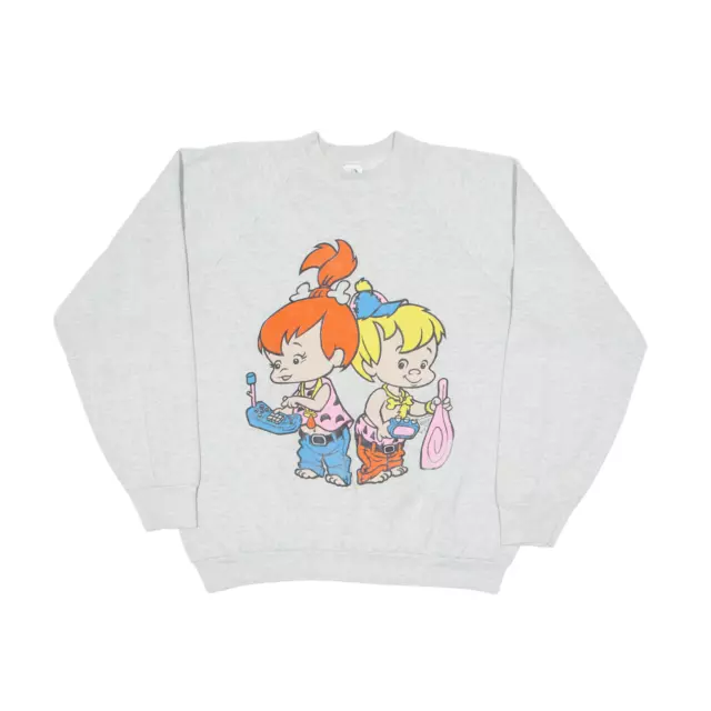 FRUIT OF THE LOOM Flintstones Sweatshirt Grey Mens XL