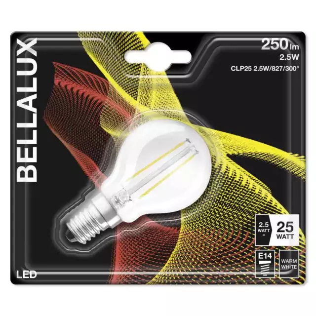 6 x Bellalux LED Filament Tropfen 2,5W = 25W E14 klar 250lm 827 warmweiß 2700K 4