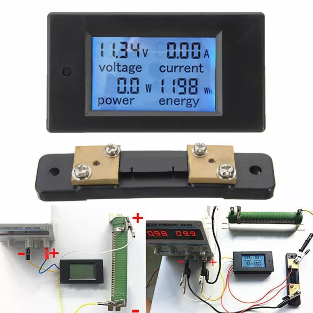 DC 6.5-100V 50A LCD Digital Power Stromzähler Meter Amperemeter mit 50A Shunt