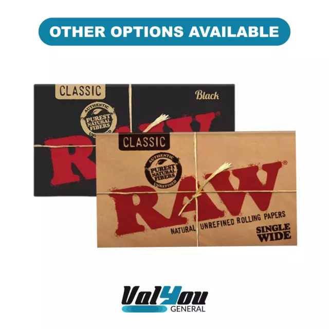 15x Packs Raw Classic Rolling Papers | Single Wide | 2 Free Rolling Tubes! 3