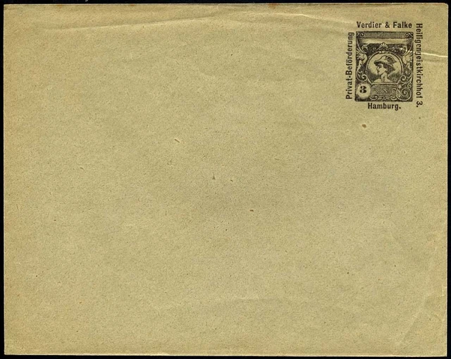 HAMBURG E U 1 BRIEF, HAMMONIA II: 1889, Umschlag 3 Pf. schwarz Merkurkopf, *, et