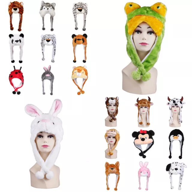 Warm Animal Beanie Winter Plush Snow Hat Adults Kids Costume Dress Up Accessory