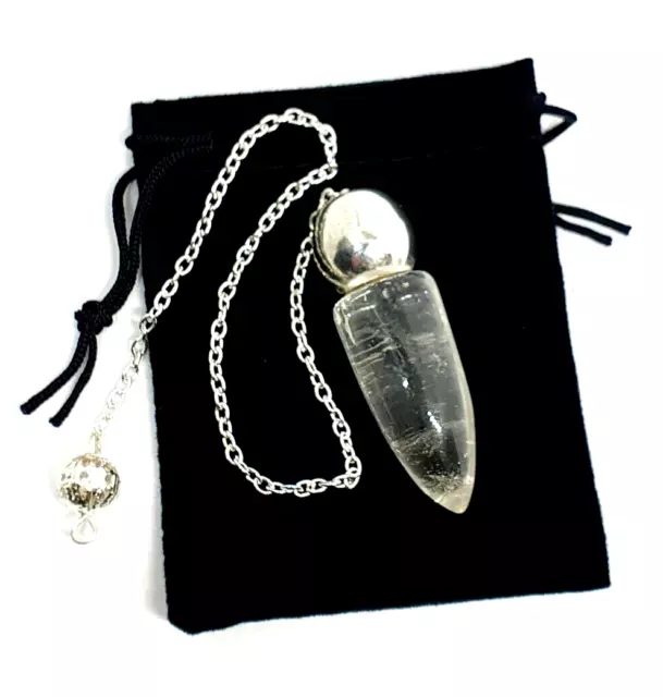 Pendule Quartz Crystal Bullet Spiritual Gemstone Reiki Poli Lisse avec Sac