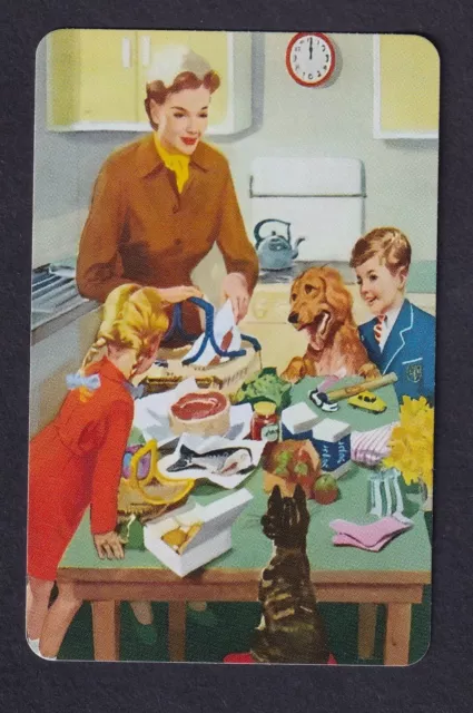 1 Modern Swap Playing Card American Mom & Family Unpacking Shopping Dog & Cat To