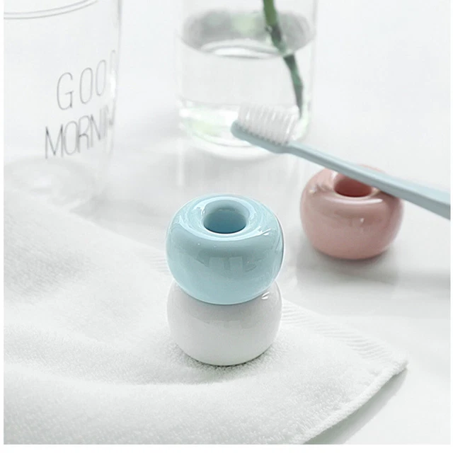 2 piezas Soporte para cepillo de dientes de cerámica Mini soporte para cepillo de dientes Lindo amante