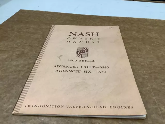 1935 Nash 3500 Series Owners Manual-Used In Very Good To Ex. Original Condition