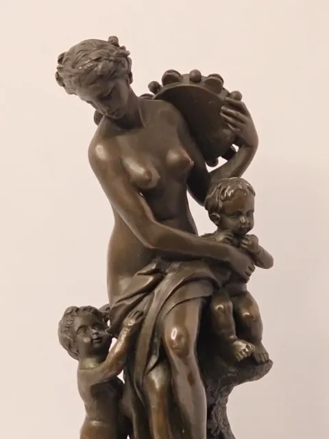 Semi Nude Tambourine Player Girl Female Bronze Statue Sculpture Art 13inch