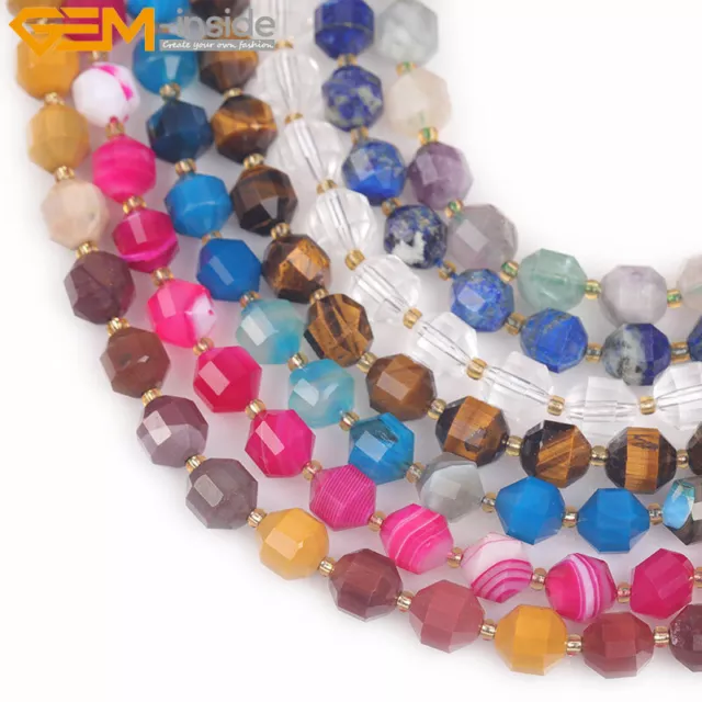 Natural Assorted Gemstones Bicone Faceted Loose Beads For Jewelry Making Strand 2