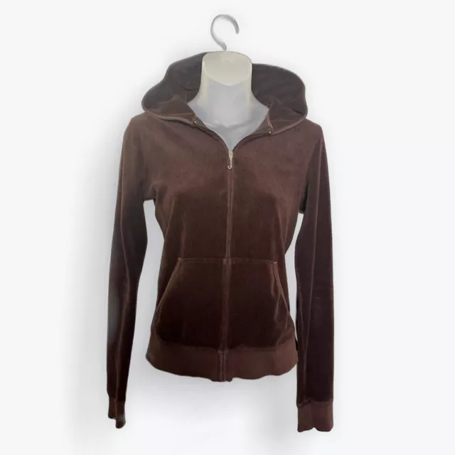 Rare vintage Pre 2006 Juicy Couture Brown Terry Zip-Up Hoodie Women’s Size M