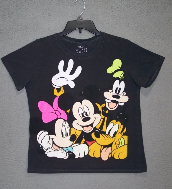 Mickey Mouse Shirt Womens Medium 8 10 Black Graphic Disney Short Sleeve Ladies