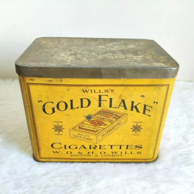 1930 Vintage Wills Gold Flake Cigarette Advertising Tin Box Litho London CG238