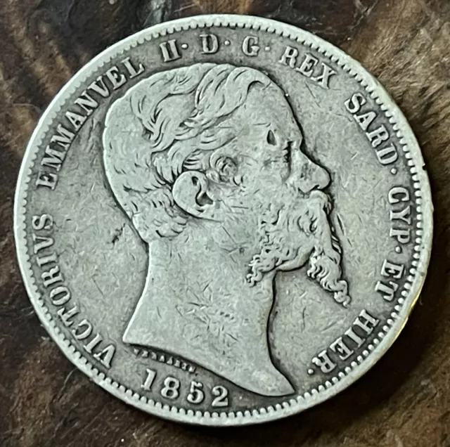 ITALIE ( SARDAIGNE ) 5 LIRE . 1852  EAGLE / AIGLE . ( Voir photos recto-verso )