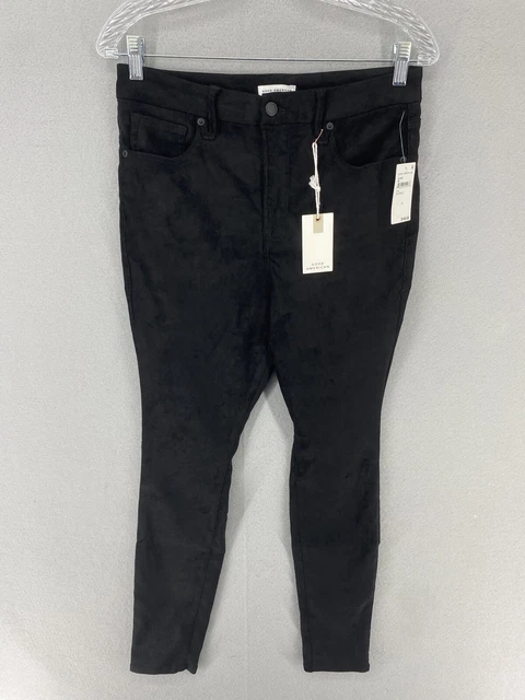 NWT Good American Pants Womens Size 12/31 Black Good Legs Faux Suede Skinny