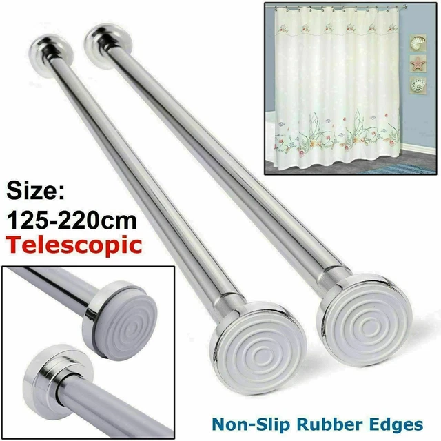 Barra de ducha para riel de cortina poste extensible 125-220 cm ventana de baño telescópico cromo