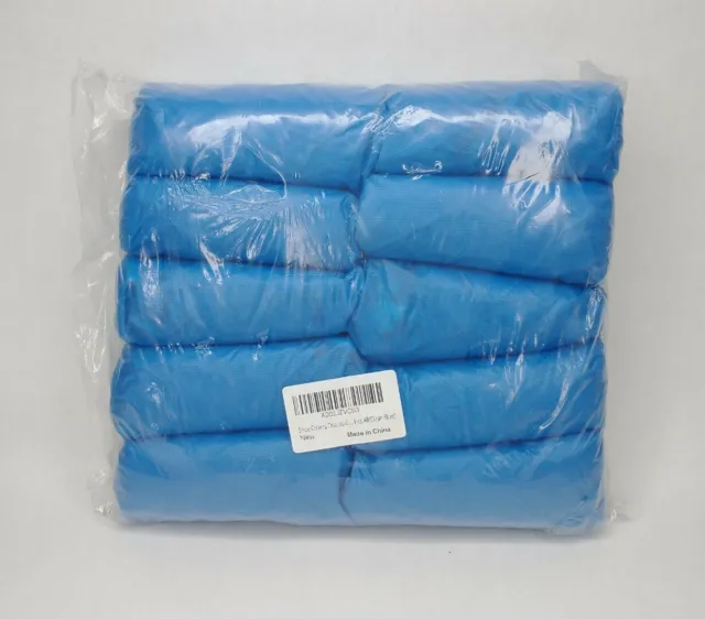 Blue Plastic Disposable Shoe Covers One Size Fits All