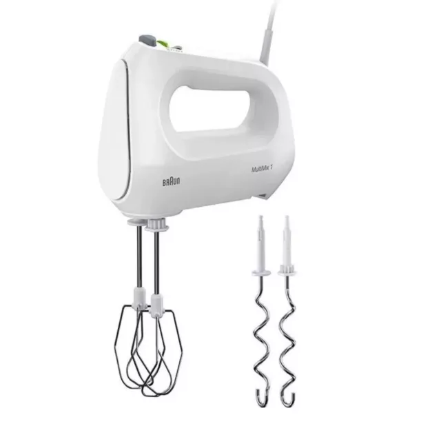 Braun HM110 WH Handmixer 400 W Weiß 4-stufig 2 Knethaken Set EasyClick-System