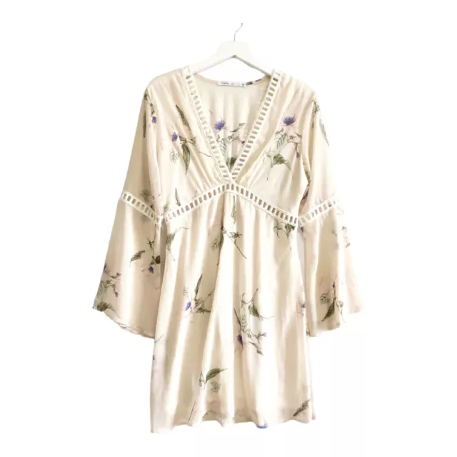 Fraiche By J Floral Print Chiffon Blouson Dress, L