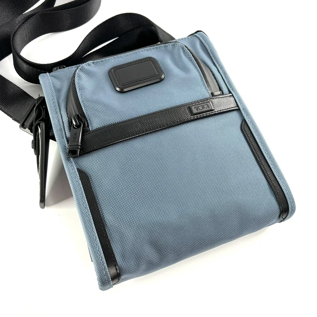 TUMI Alpha 3 Pocket Bag Small Storm Blue with Black Trim
