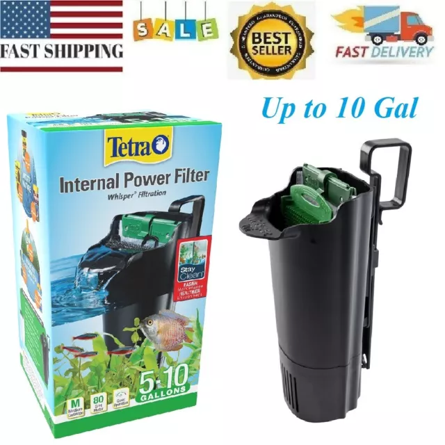 Aquarium Fish Tank Internal Filter 10 Gallons Filtration with Air Pump New