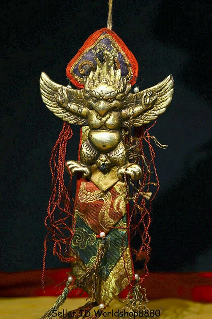 11.2"Old Tibet Copper Redpoll Winged Garuda Bird Eagle Buddha "Gua Jian" Pendant
