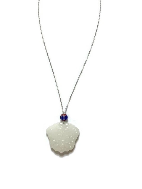 Collar colgante de mariposa de jade blanco 925