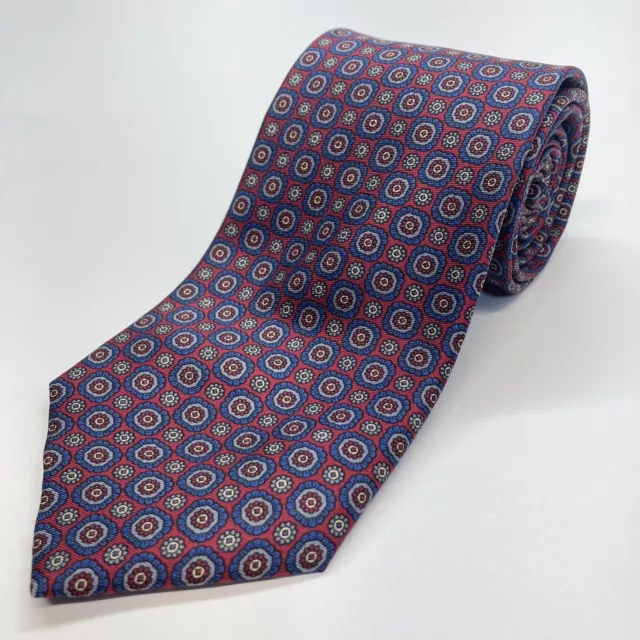 Harve Bernard Men's Pure Silk Tie Red Floral Dot Necktie Business Wedding