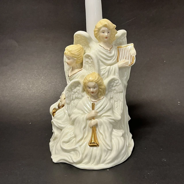 White Porcelain Angel Figurine Christmas Holiday Taper Candle Candlestick Holder