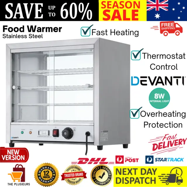 Devanti Commercial Food Warmer Pie Hot Display Electric Warming Tray Countertop