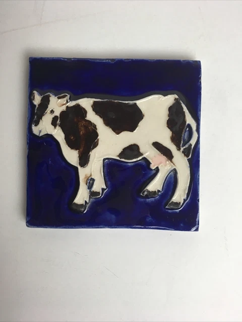 Hand Made Porcelain Art Tile Fireplace Surround Kitchen Backsplash Cow 4 X 4”
