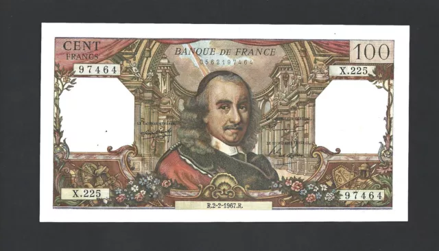 BILLET DE 100 FRANCS  CORNEILLE  DU  2/2/1967  ALPHABET  X.225  en état SPL