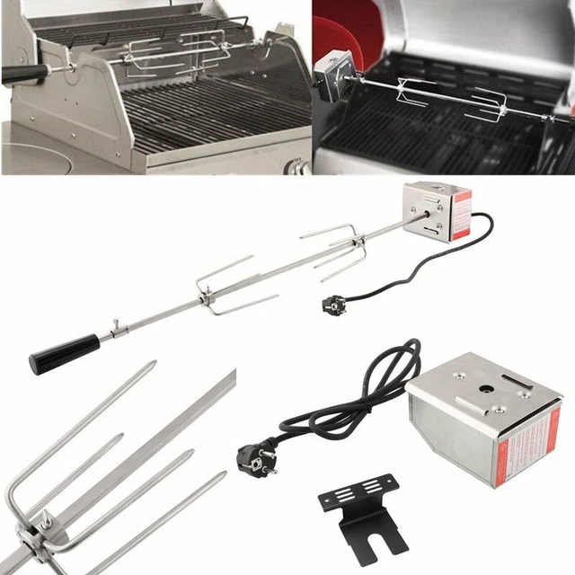 XL Universal BBQ Grillspieß 117cm Rotisserie Drehspieß Edelstahl mit Motor CE