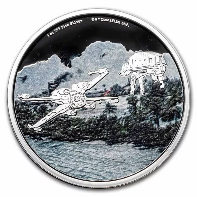Niue- 2022- Star Wars Battle Scenes - Scarif- 3 OZ Silver Proof Coin!!!!!!