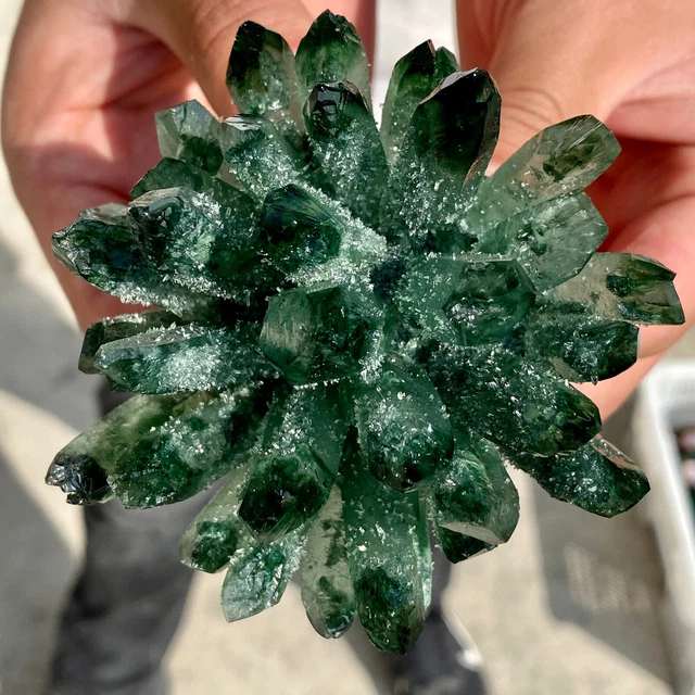 352G New Find Green Phantom Quartz Crystal Cluster Mineral Specimen Healing 2