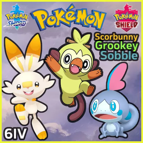 Pokemon Sword & Shield / Galar Starters / Shiny Grookey Sobble 