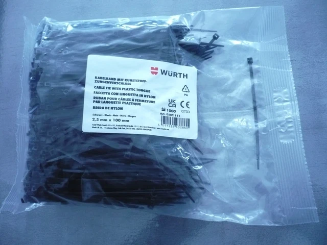 Colliers De Serrage Rilsan Nylon Blanc WURTH - 4,8 Mm X 360 Mm - 2 Paquets Neufs